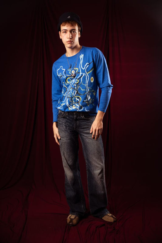 Blue Current Abstract Long Sleeve